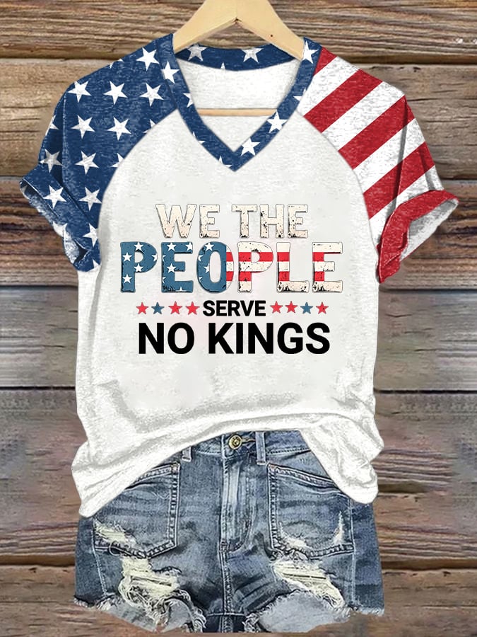 Women's We The People Serve No Kings  Printed Casual T-Shirt