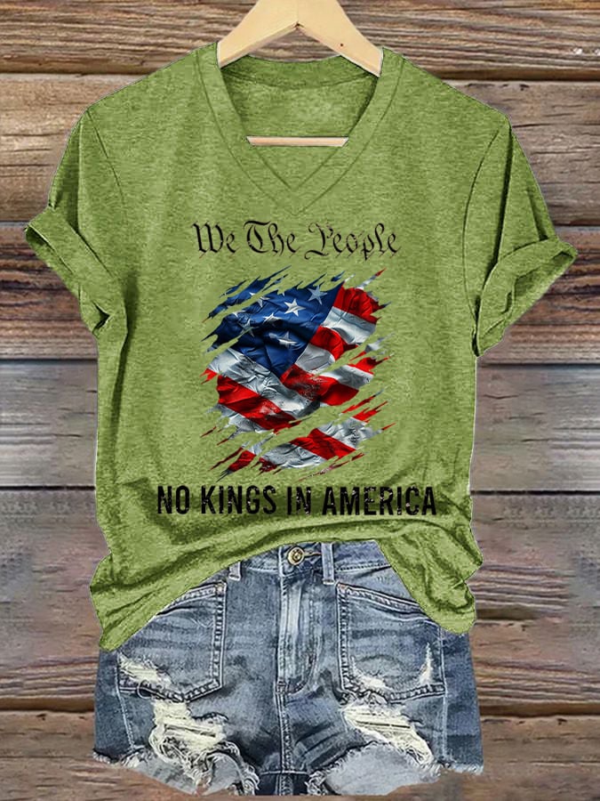 Women's No Kings In America Printed Casual T-Shirt
