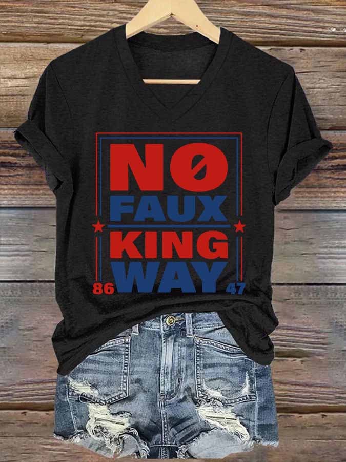 Women's Retro No Faux King Way 8647 Print T-Shirt