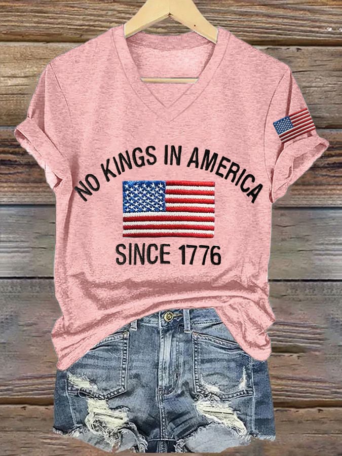 Women's No King In America V-neck T-shirt