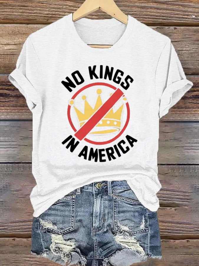 Women's No Kings In America Print Casual T-Shirt