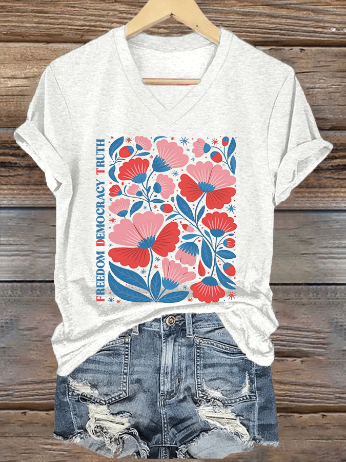 Women's Fashion Casual FDT Floral Protest Print T-Shirt
