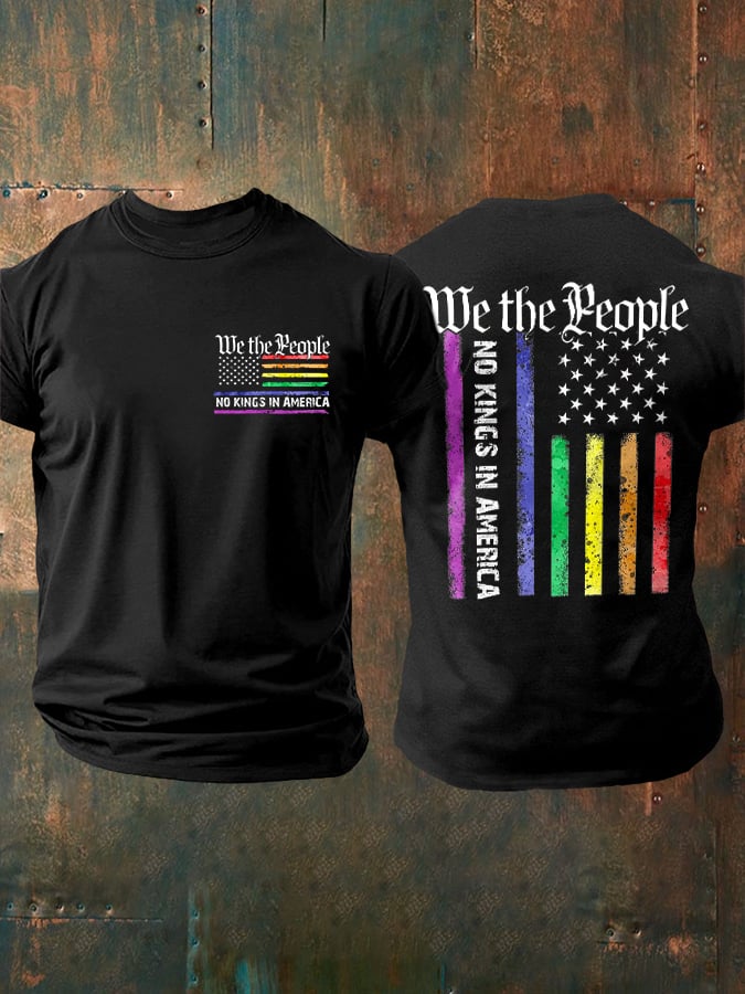 Retro Man's We The People No Kings In America Print T-Shirt