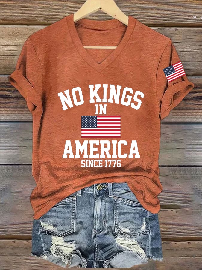 Women's No Kings In America Printed Casual T-Shirt