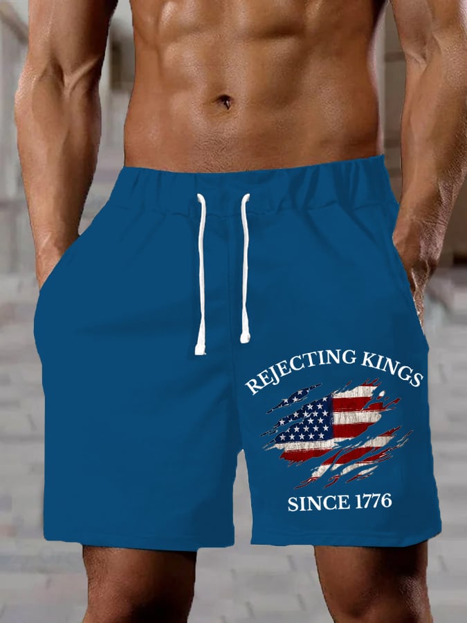 Men's “Rejection of the King since 1776” Printed Casual Shorts