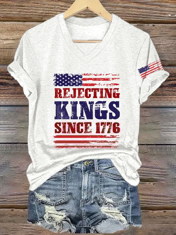 Women's Rejecting Kings Since 1776 Printed Casual T-Shirt