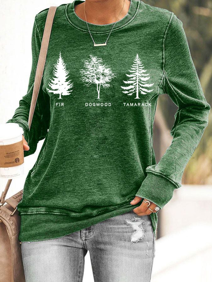 Women's Fashion Casual Retro FDT Tree Sweatshirt