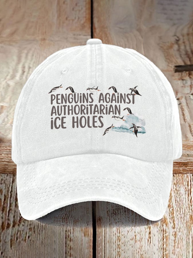 Penguins Against Authoritarian Ice Holes Print Baseball Cap