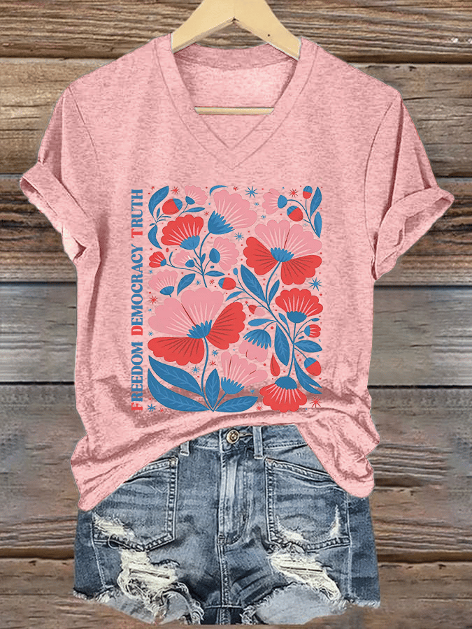 Women's Fashion Casual FDT Floral Protest Print T-Shirt