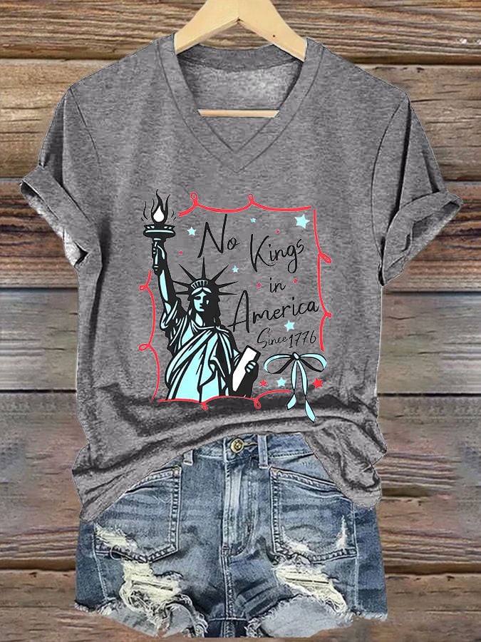 Women's No Kings In America Printed Casual T-Shirt