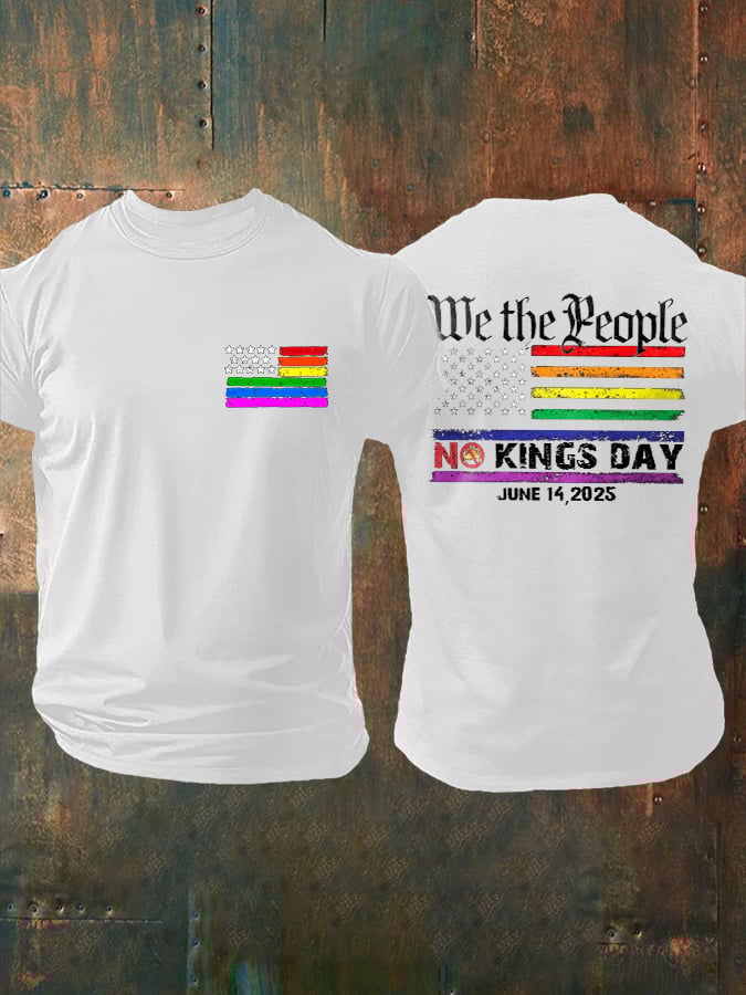 Retro Man's We The People No Kings Day June 14, 2025 Print T-Shirt