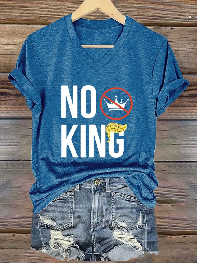 Women's No Kings In America Print Casual T-Shirt