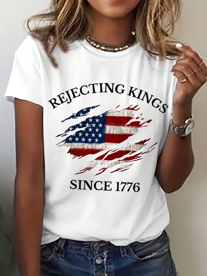 Women's “ Rejecting Kings Since 1776” V-neck T-shirt