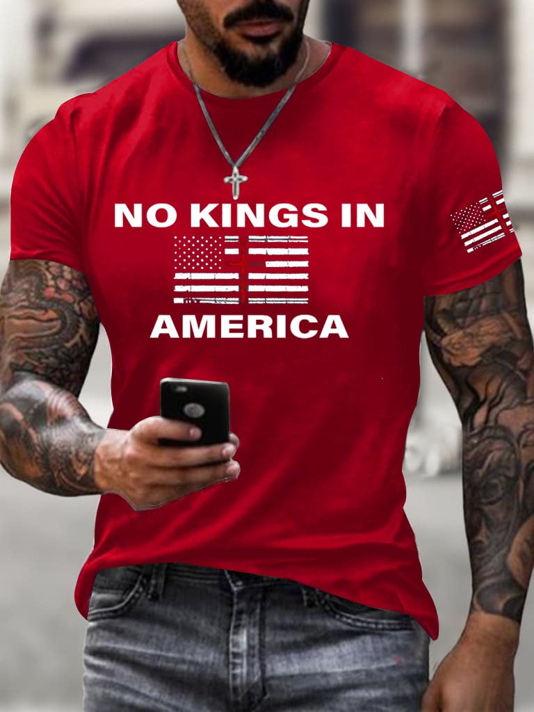 Men's No Kings In America Printed Casual T-Shirt