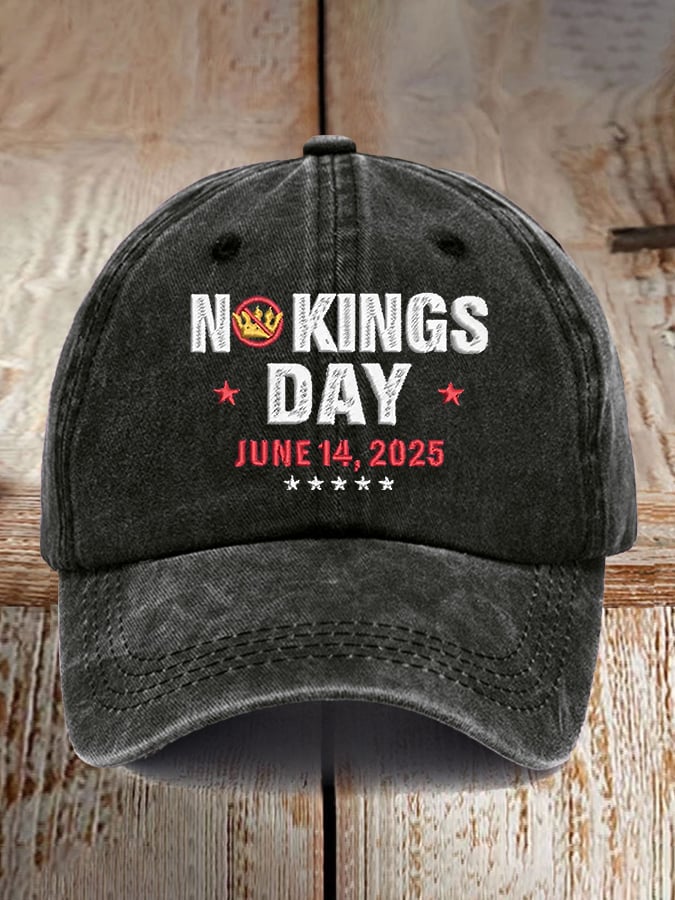 Retro No Kings Day June 14, 2025 Print Baseball Cap