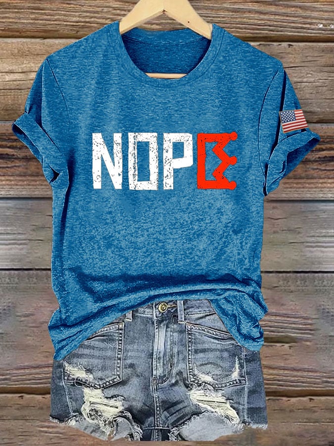 Women's Retro No Kings Nope Protest Print Short Sleeve T-Shirt