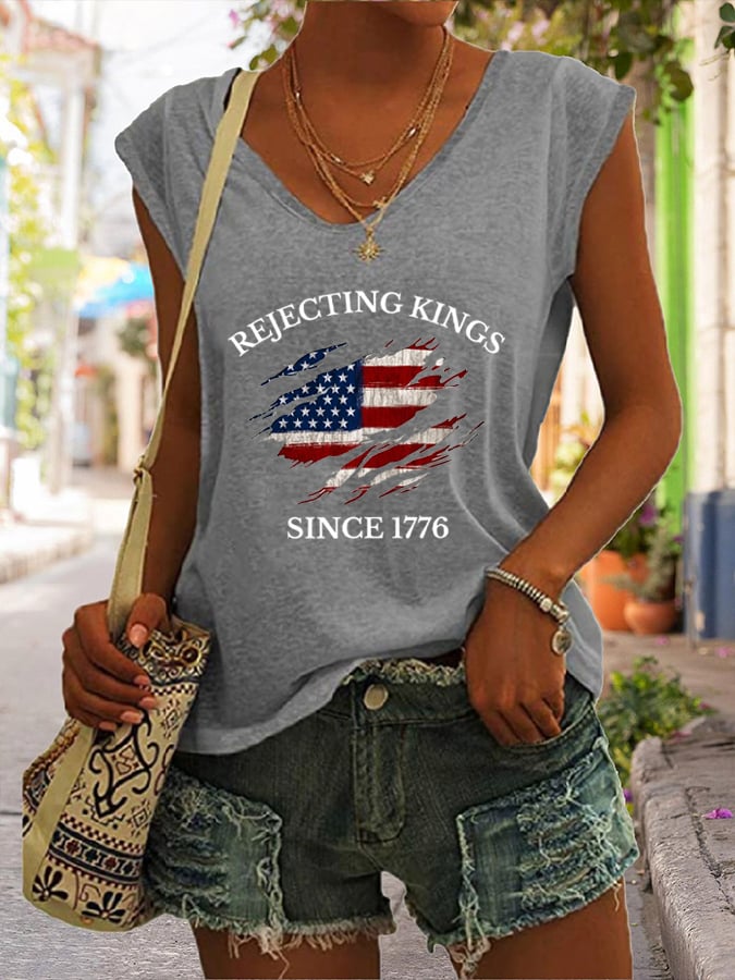 Women's “Rejection of the King since 1776” Printed Casual Tank Top