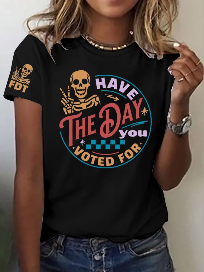 Women's Fashion Casual Own Your Vote FDT Printed T-shirt