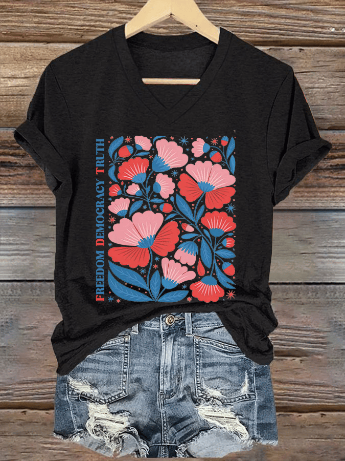 Women's Fashion Casual FDT Floral Protest Print T-Shirt
