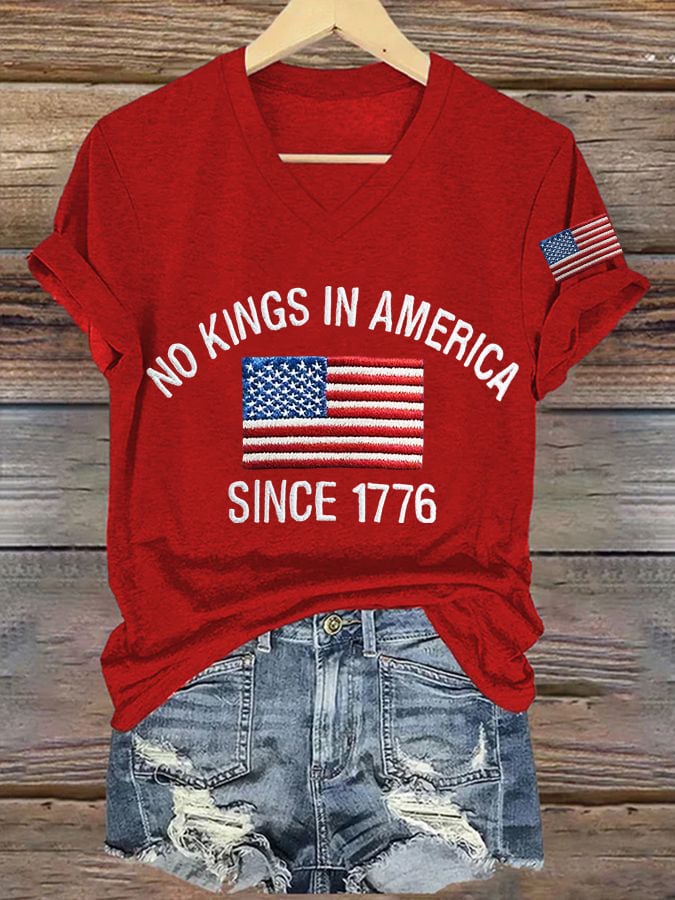 Women's No King In America V-neck T-shirt
