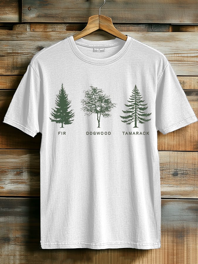 Women's fashion casual retro FDT tree T-shirt