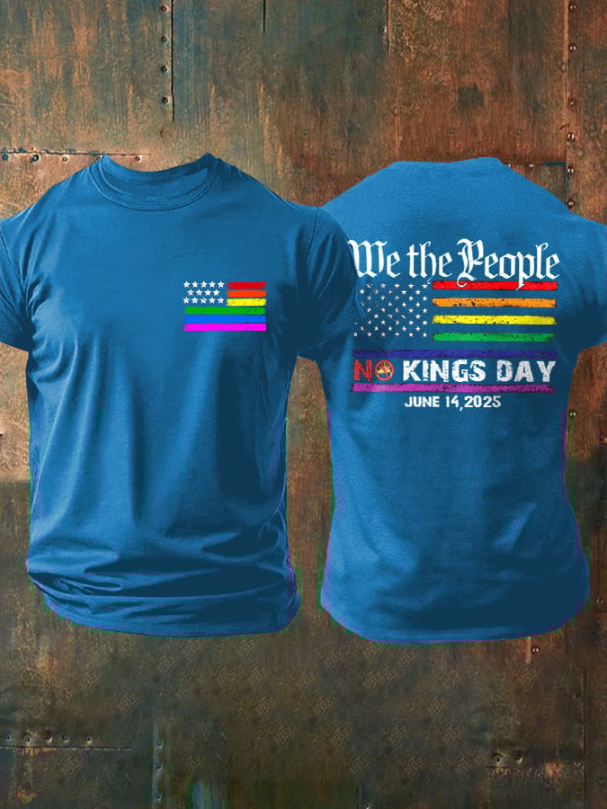 Retro Man's We The People No Kings Day June 14, 2025 Print T-Shirt