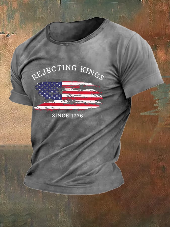 Men's Rejecting Kings Since 1776 Printed Casual T-Shirt