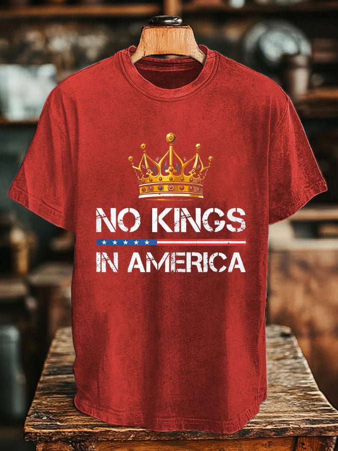 Men's No Kings In America Design Print T-Shirt