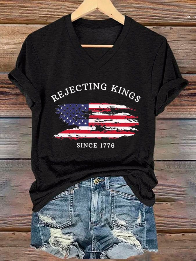 Women's Rejecting Kings Since 1776 Printed Casual T-Shirt