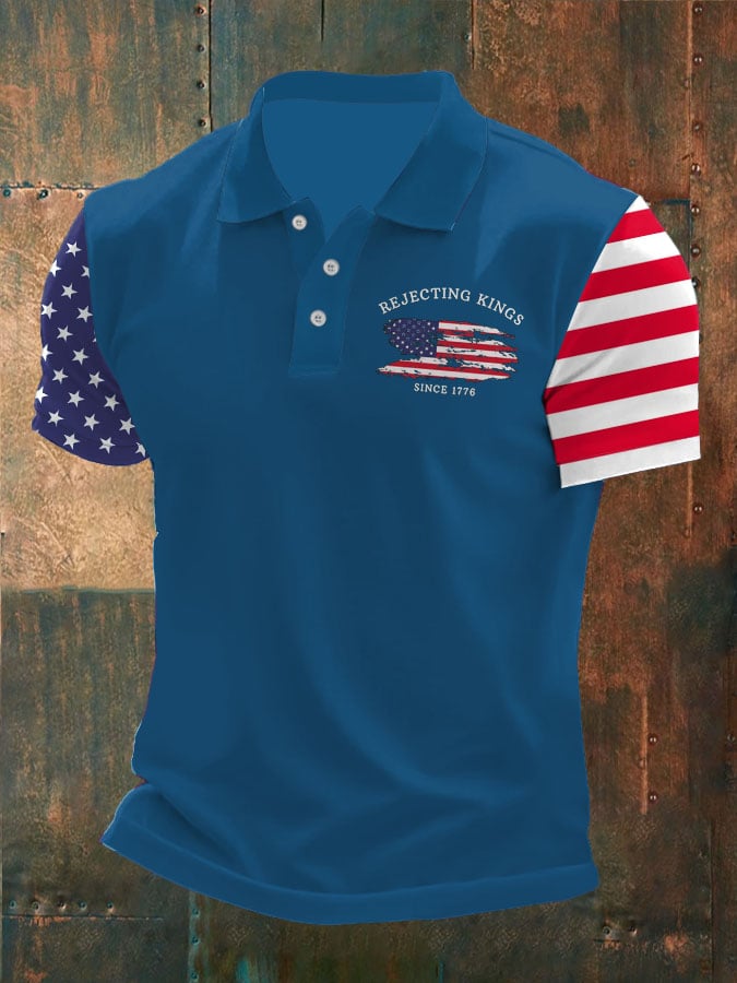 Men'S Rejecting Kings Since 1776 Print Casual Polo Shirt