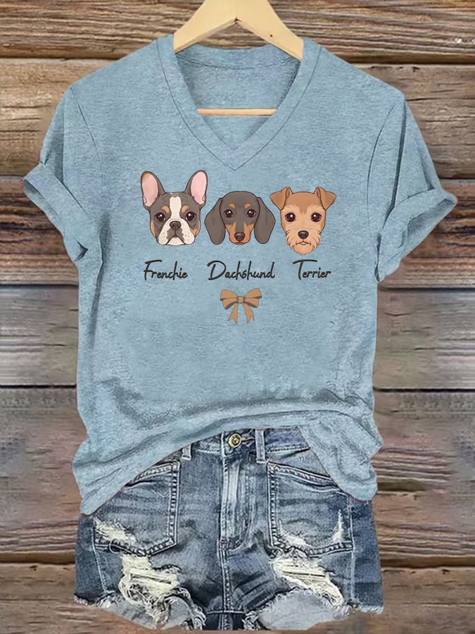 Women's FDT Cute dog Print T-Shirt