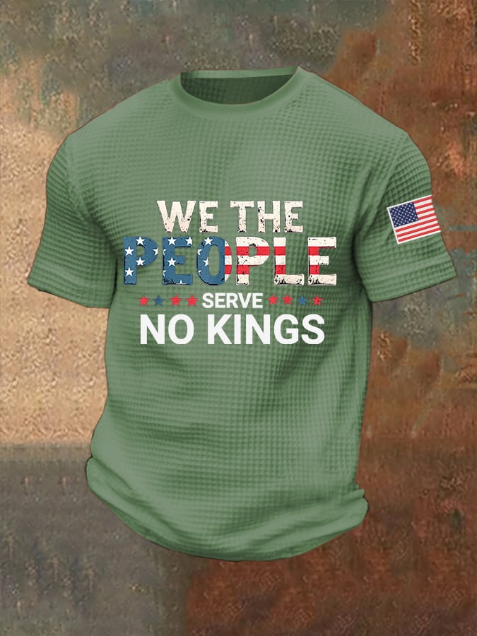 Men's We The People Serve No Kings  Print Casual Waffle T-Shirt
