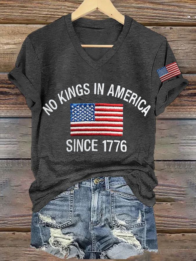 Women's No King In America V-neck T-shirt