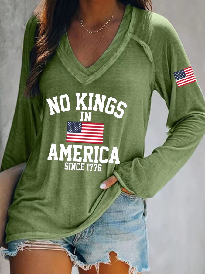 Women's  No King in America Print Casual T-shirt