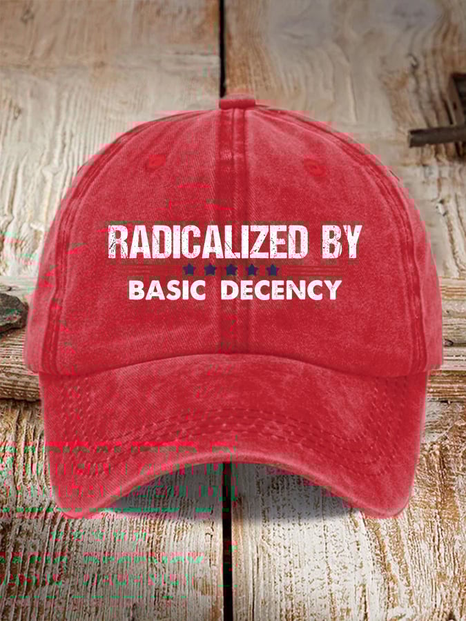 Unisex washed Radicalized by Basic Decency printed hat