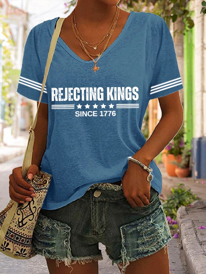 Women's Rejecting Kings Since 1776 Print Casual T-Shirt