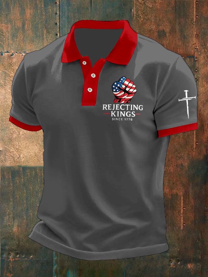 Men's “Rejecting Kings Since 1776” Print Casual Polo