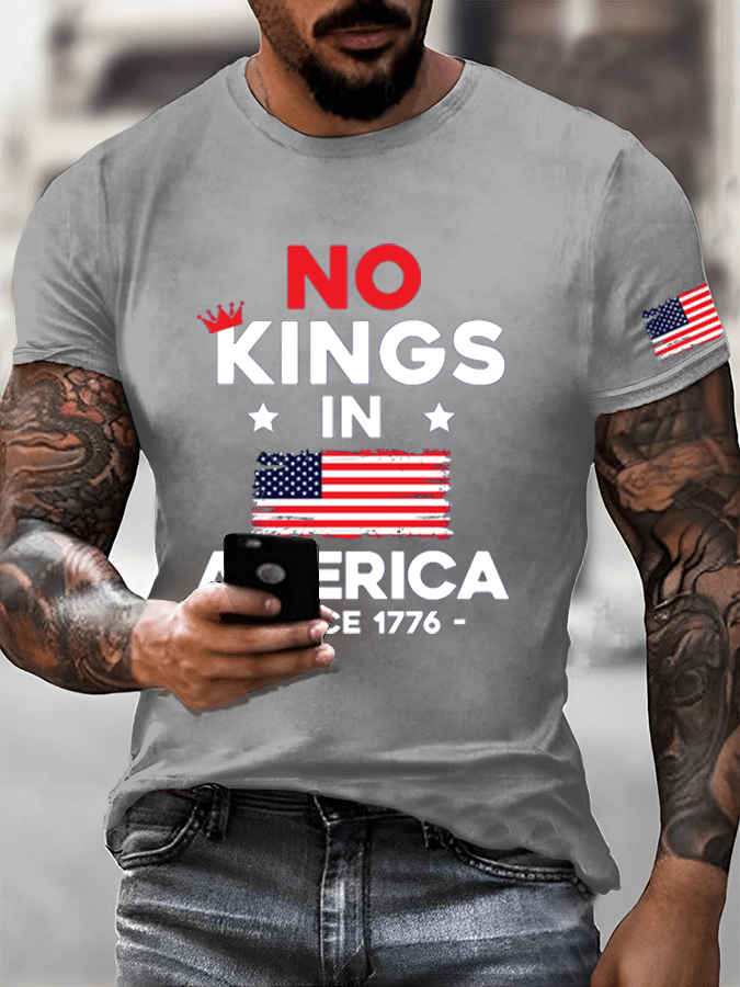 Men's No King In America Printed Casual T-Shirt