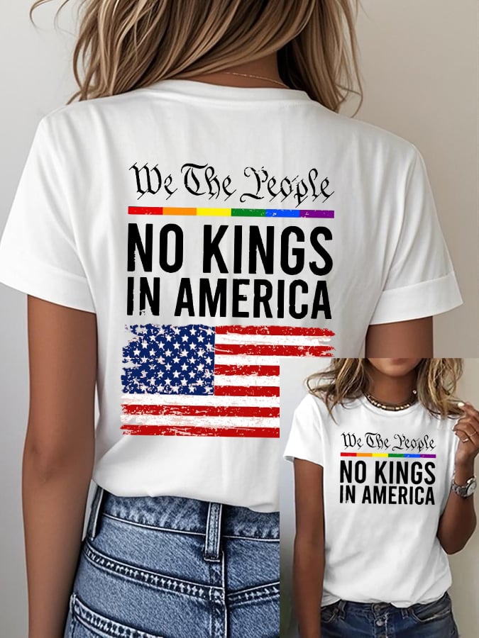 Women's casual retro reject the king print T-shirt