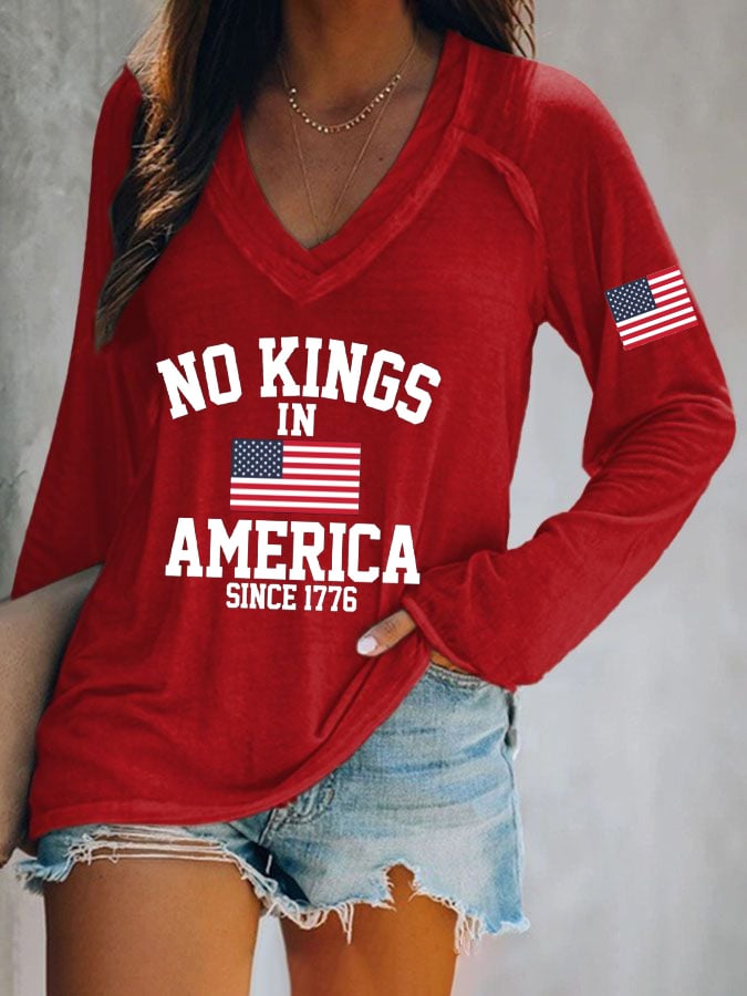 Women's  No King in America Print Casual T-shirt