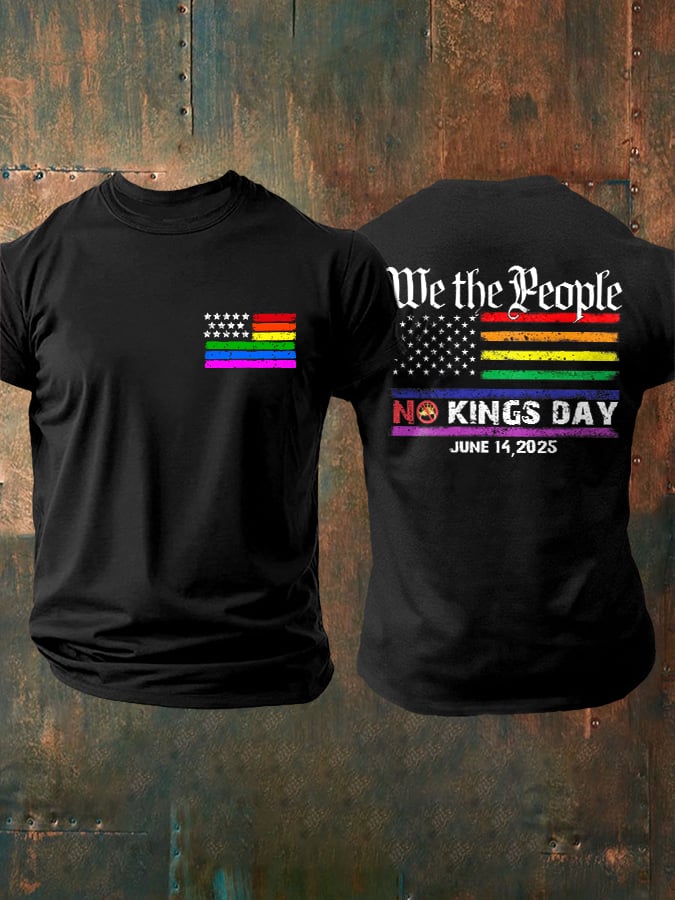 Retro Man's We The People No Kings Day June 14, 2025 Print T-Shirt