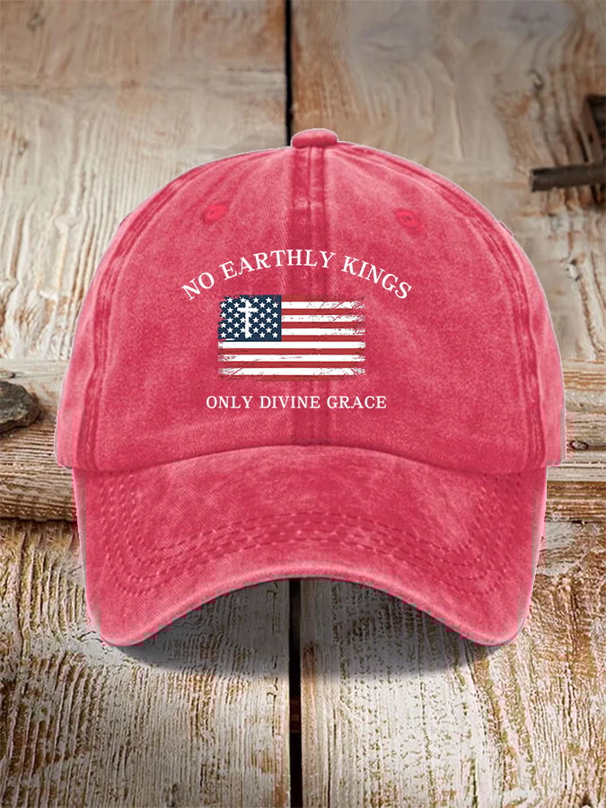Unisex No Earthly Kings Only Divine Grace Print Baseball Cap