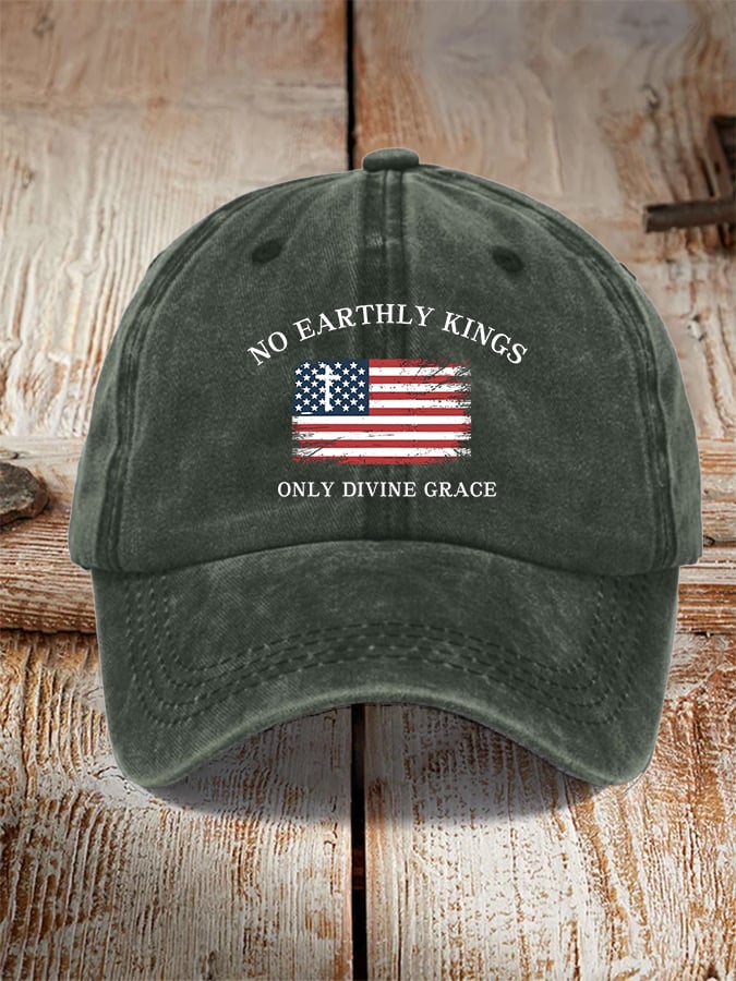 Unisex No Earthly Kings Only Divine Grace Print Baseball Cap