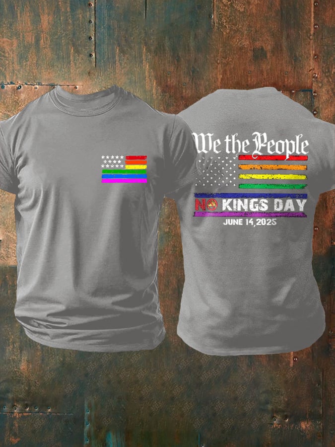 Retro Man's We The People No Kings Day June 14, 2025 Print T-Shirt