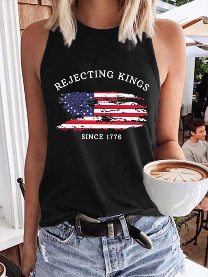 Women's Rejecting Kings Since 1776 Print Casual Tank Top