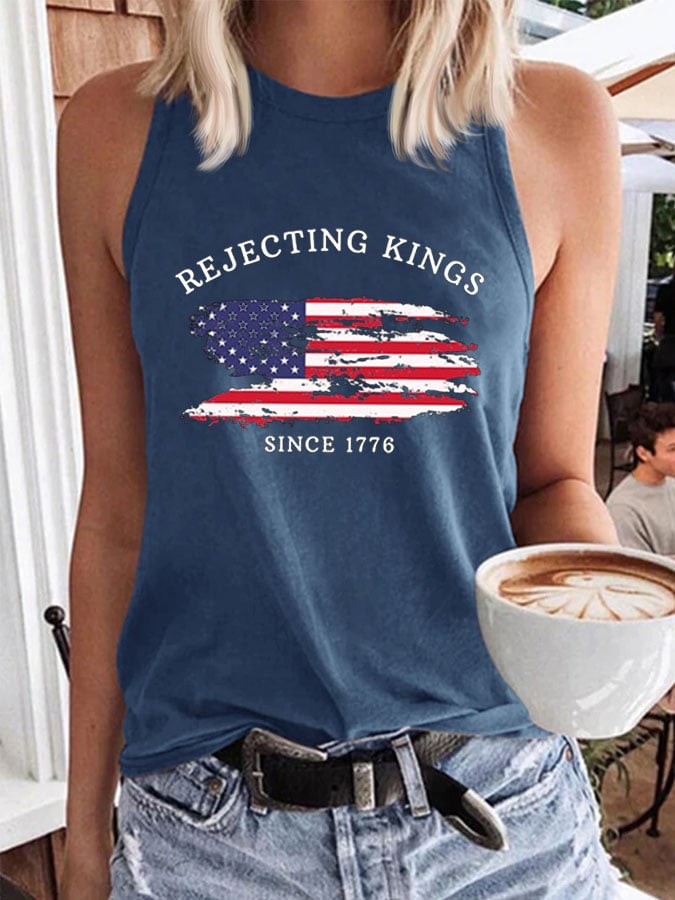 Women's Rejecting Kings Since 1776 Print Casual Tank Top
