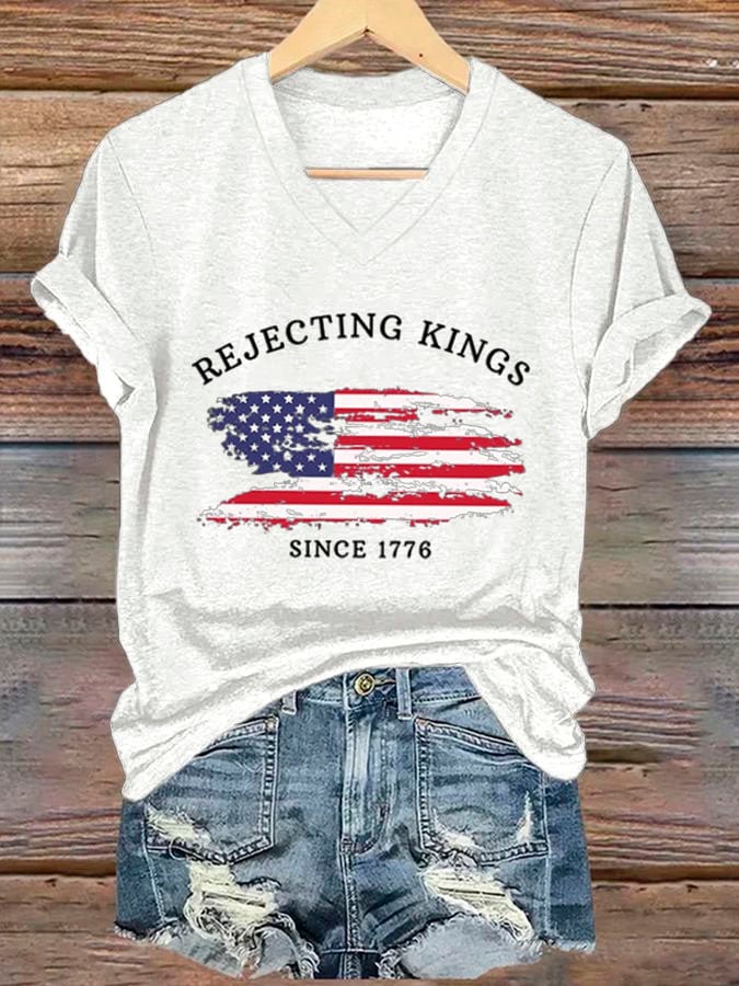 Women's Rejecting Kings Since 1776 Printed Casual T-Shirt