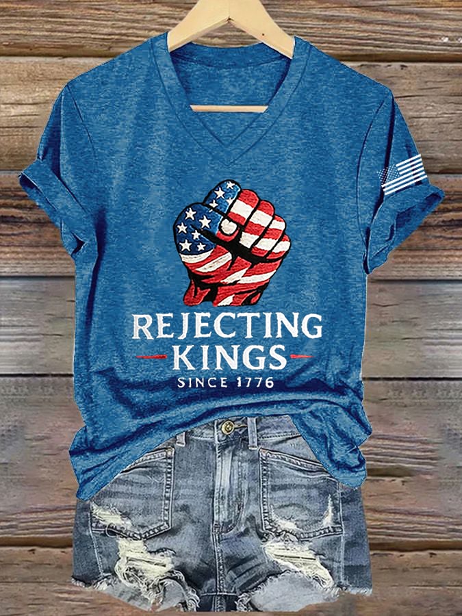 Women's “ Rejecting Kings Since 1776” V-neck T-shirt