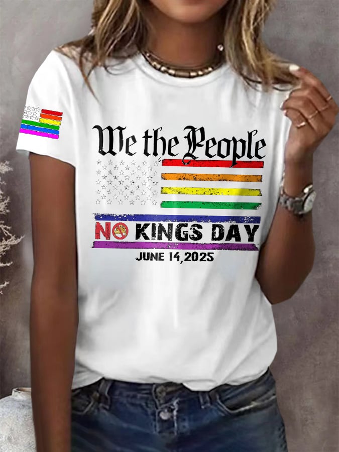 Retro We The People No Kings Day June 14, 2025 Print T-Shirt