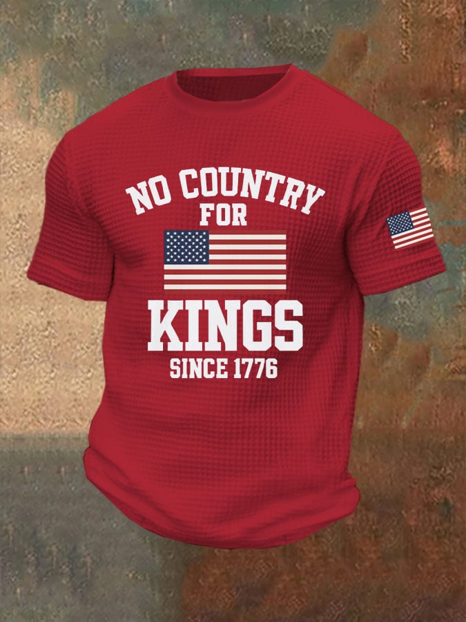 Men's No Country For Kings Print Casual Waffle T-Shirt
